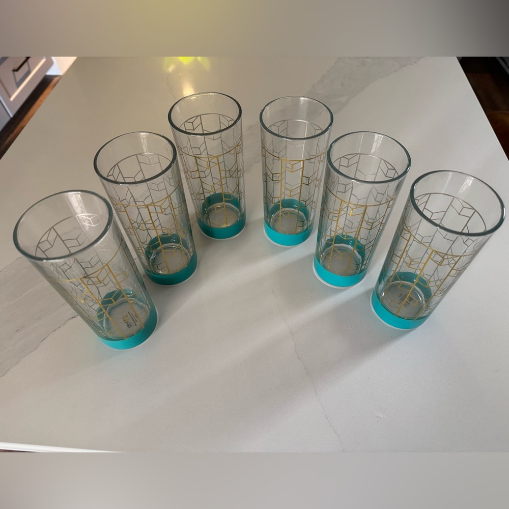 Glasses with Gold Geometric Pattern - Picture 2 of 6